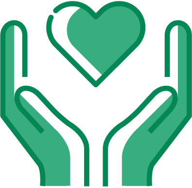 Hands holding heart icon